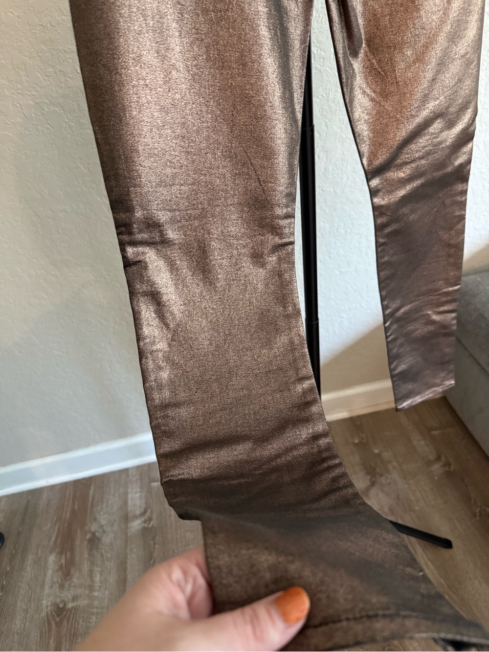 7 For All Mankind Copper Metallic Bronze Skinny Jeans - 30 - Picture 11 of 16